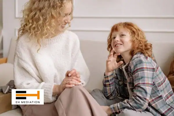 Happy mother and child after sorting child arrangements mediation Leyland