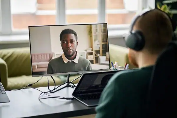 Man attending online mediation Leyland MIAMS session
